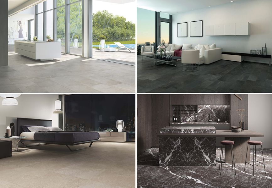 A modern-style home with porcelain stoneware tiles