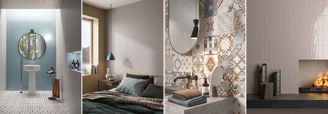 Choosing a layout for porcelain stoneware wall tiles